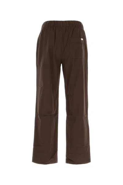 Tekla Drawstring Poplin Pyjamas Bottoms In Brown
