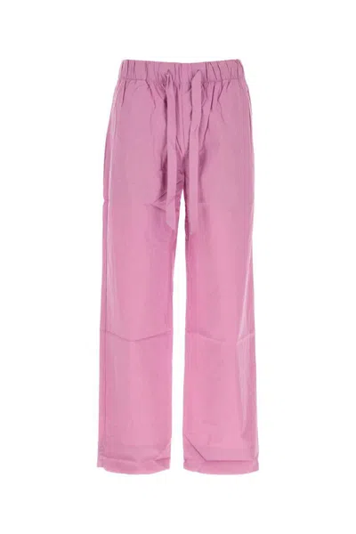 Tekla Cotton Pyjama Trousers Wide Leg In Pink