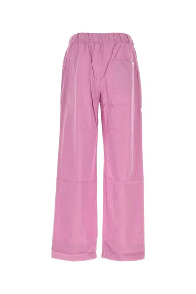 Tekla Cotton Pyjama Trousers Wide Leg In Pink