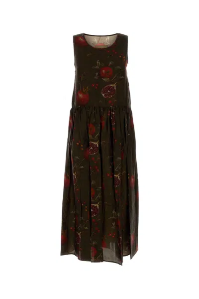 Uma Wang Printed Viscose And Cupro Ardal Dress In Brown