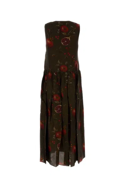 Uma Wang Printed Viscose And Cupro Ardal Dress In Brown