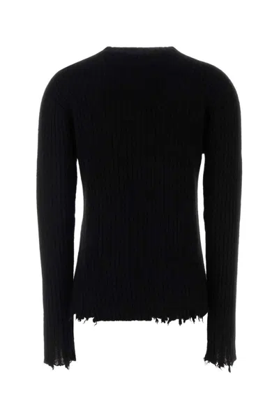 Uma Wang Ribbed Frayed Cashmere Sweater In Black
