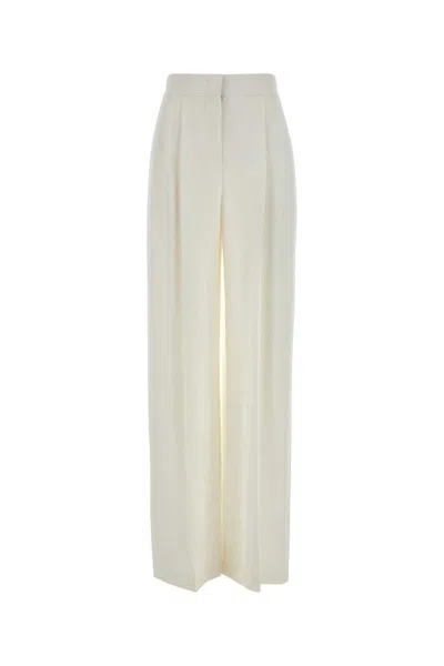Alberta Ferretti Wide-leg High Waist Crepe Trousers In White
