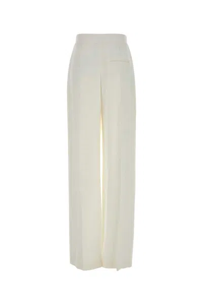 Alberta Ferretti Wide-leg High Waist Crepe Trousers In White