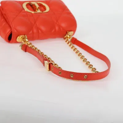 Pre-owned Dior Caro Orange Leather Shoulder Bag ()