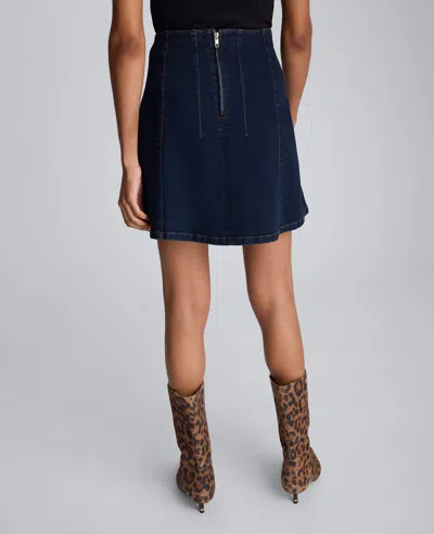 Kenneth Cole Denim Mini Skirt With Seaming Detail In Blue