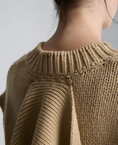 Kenneth Cole Cap Sleeve Sweater With Removable Scarf In Brown