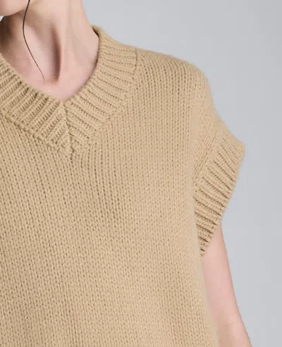 Kenneth Cole Cap Sleeve Sweater With Removable Scarf In Brown