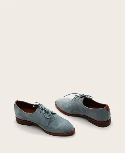 Gentle Souls Women's Aronson Almond Toe Suede Lace-up Oxford Shoes In Blue