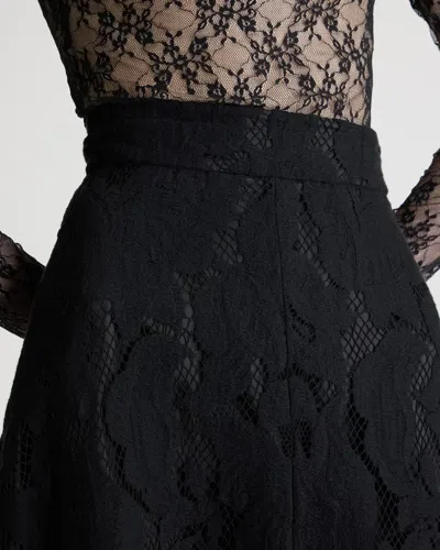 Patou Asymmetric Midi Skirt In Organic Cotton Blend Lace In Black