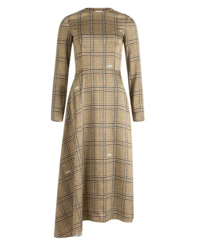 Patou Asymmetric Check-print Dress In Multi