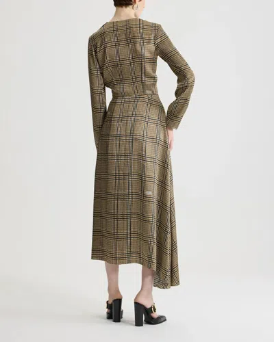 Patou Asymmetric Check-print Dress In Multi