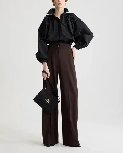 Patou Bubble Blouse In Recycled Faille In Black