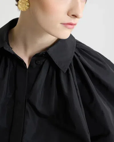 Patou Bubble Blouse In Recycled Faille In Black