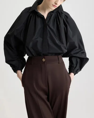 Patou Bubble Blouse In Recycled Faille In Black
