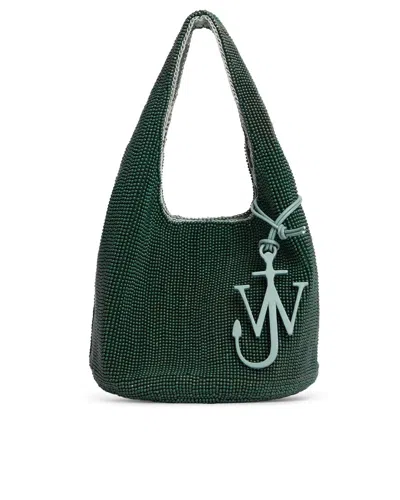 Jw Anderson Mini Beaded Shopper Tote In Green