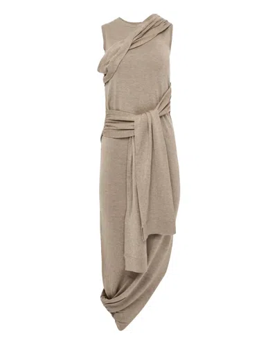 Jw Anderson Tie Detail Sleeveless Dress In Brown