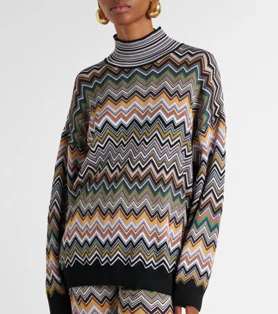 Missoni Oversized High-neck Sweater With Chevron Pattern In Multi