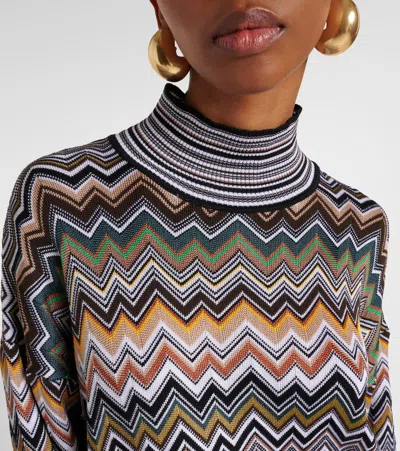 Missoni Oversized High-neck Sweater With Chevron Pattern In Multi