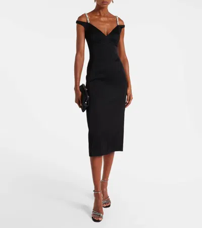 David Koma Crystal-embellished Midi Dress In Black