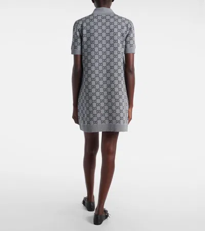 Gucci Gg Wool Dress With Ribbed Profiles In Multi