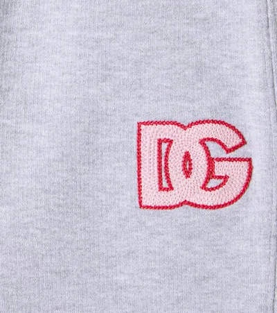 Dolce & Gabbana Dg Cotton Fleece Sweatpants In Gray