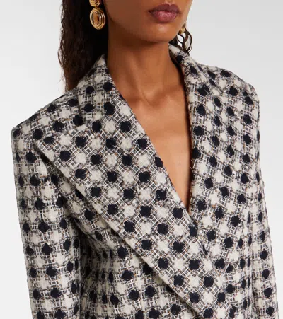 Nina Ricci Tweed Check Double-breasted Jacket In Black