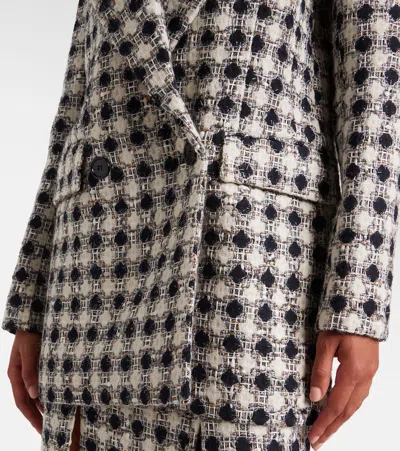 Nina Ricci Tweed Check Double-breasted Jacket In Black