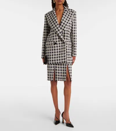 Nina Ricci Tweed Check Double-breasted Jacket In Black