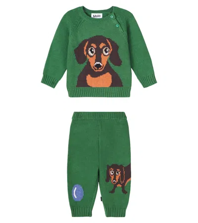 Molo Baby Bless Sweater And Sol Sweatpants Set In Green