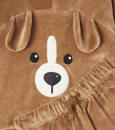 Molo Baby Doggy Sweatshirt And Sweatpants Set In Brown