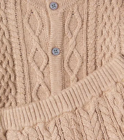 Molo Baby Aran Cardigan And Pants Set In Brown