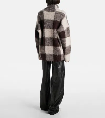 Proenza Schouler Kai Checked Brushed Knitted Turtleneck Sweater In Brown