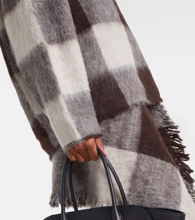 Proenza Schouler Kai Checked Brushed Knitted Turtleneck Sweater In Brown