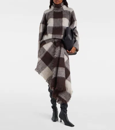 Proenza Schouler Kai Checked Brushed Knitted Turtleneck Sweater In Brown