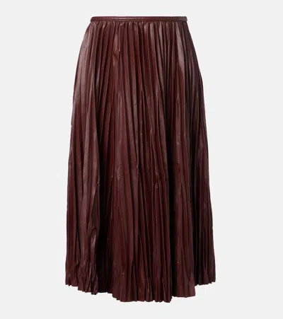 Proenza Schouler Rosalyn Pleated Vegan Leather Midi Skirt In Burgundy