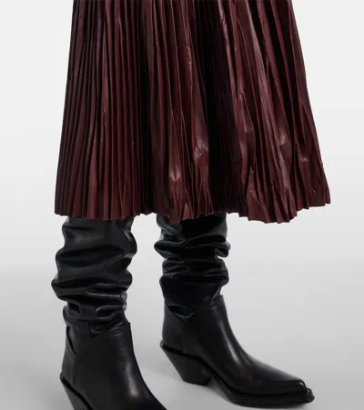 Proenza Schouler Rosalyn Pleated Vegan Leather Midi Skirt In Burgundy