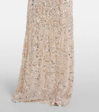 Self-portrait Embellished Spaghetti-strap Dress In White