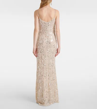 Self-portrait Embellished Spaghetti-strap Dress In White