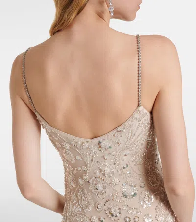 Self-portrait Embellished Spaghetti-strap Dress In White