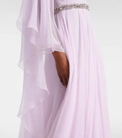Givenchy Draped Evening Dress In Chiffon With Crystals And Cape In Pink