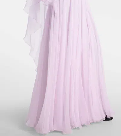 Givenchy Draped Evening Dress In Chiffon With Crystals And Cape In Pink