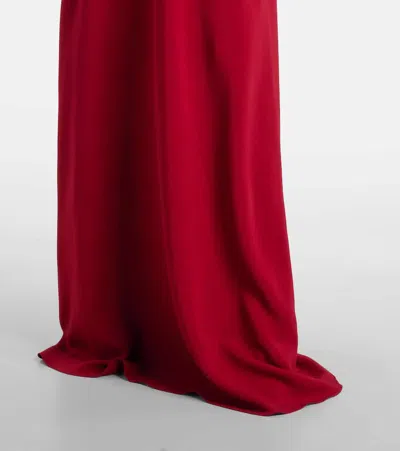 Oscar De La Renta Peony Appliqu Illusion Neck Caftan In Burgundy