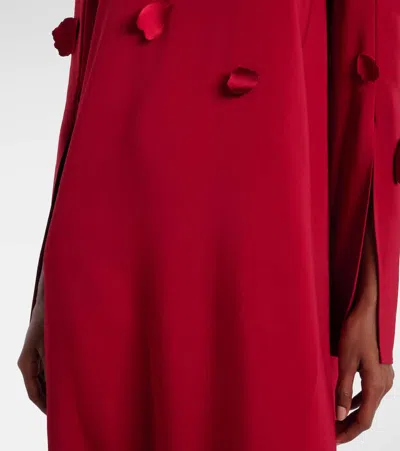Oscar De La Renta Peony Appliqu Illusion Neck Caftan In Burgundy