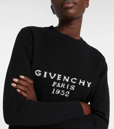 Givenchy Womens Black Brand-intarsia Round-neck Wool And Cashmere Sweater