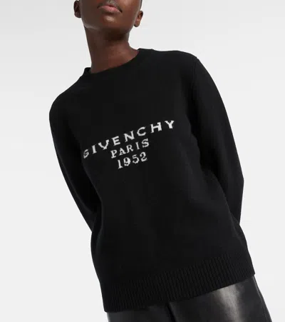 Givenchy Womens Black Brand-intarsia Round-neck Wool And Cashmere Sweater