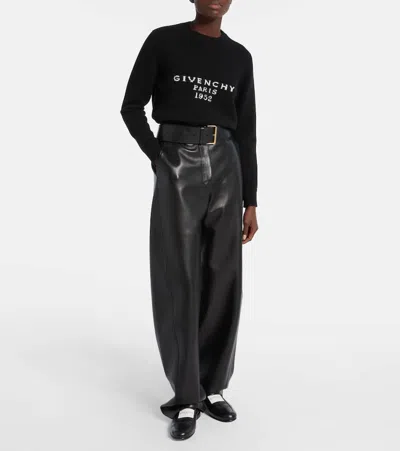 Givenchy Womens Black Brand-intarsia Round-neck Wool And Cashmere Sweater