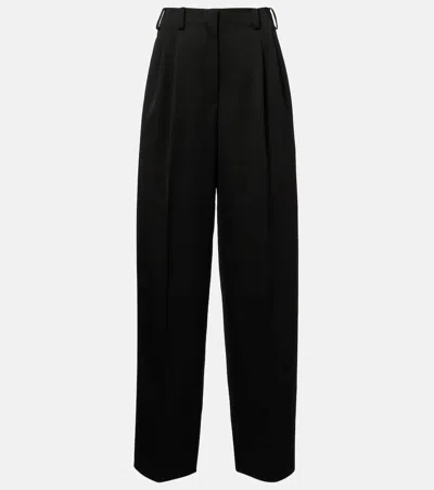 Givenchy Slashed Double Pleat Wool Grain De Poudre Pants In Black