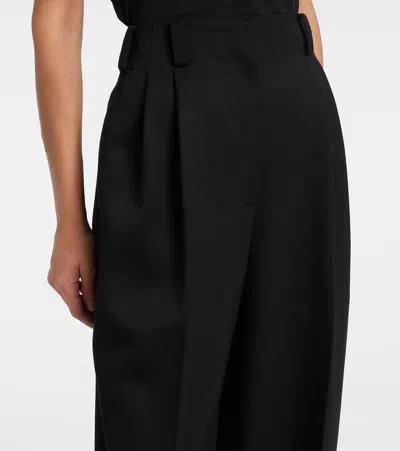 Givenchy Slashed Double Pleat Wool Grain De Poudre Pants In Black