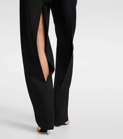 Givenchy Slashed Double Pleat Wool Grain De Poudre Pants In Black